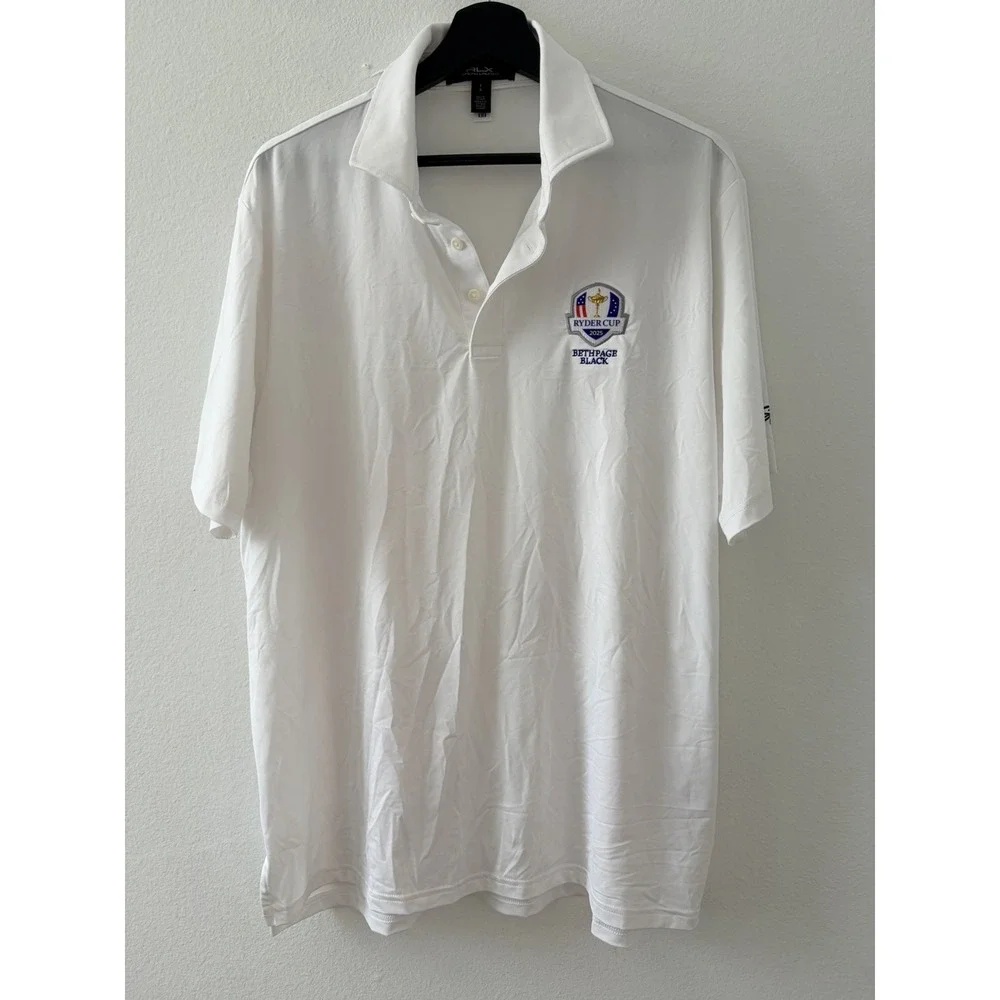 RLX Ralph Lauren 2025 Ryder Cup Bethpage Black Men's White Golf Polo Shirt L